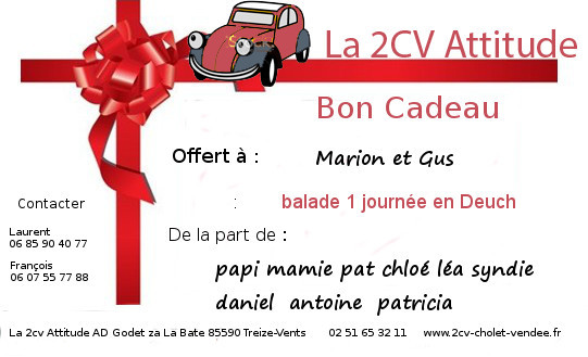 La 2Cv Attitude – Bon Cadeau La 2Cv Attitude - Bon Cadeau